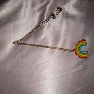 Betsey Johnson Rainbow Necklace with Gold Chain